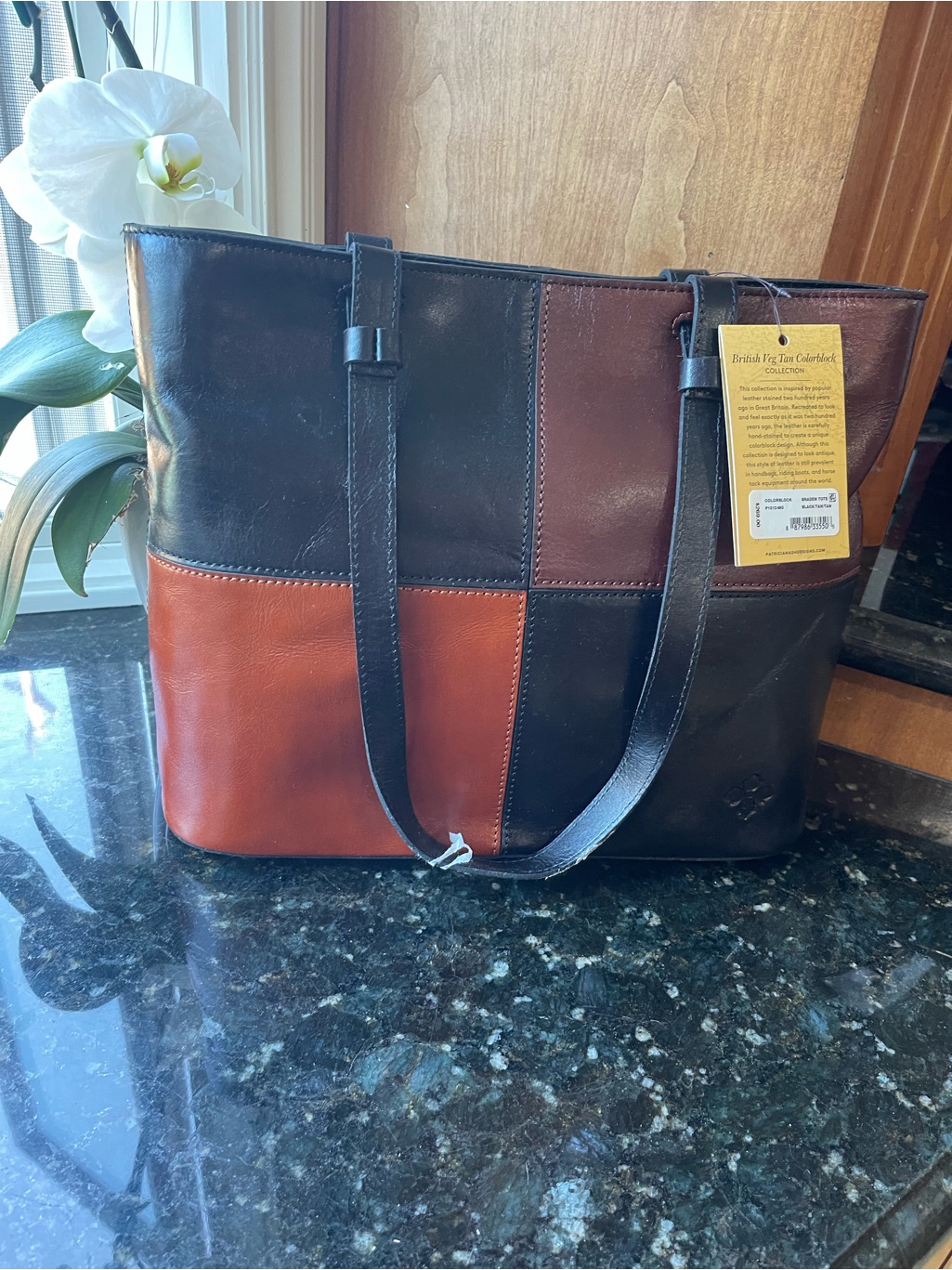 Patricia Nash Patchwork Leather Tote - Black, Brown, Rust, Orange
